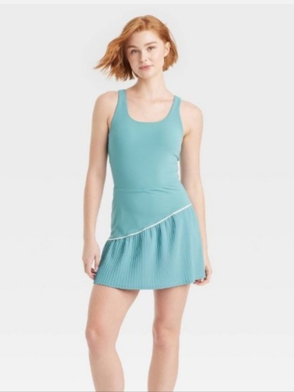 JoyLab | Asymmetrical Pleated Active Dress - Teal